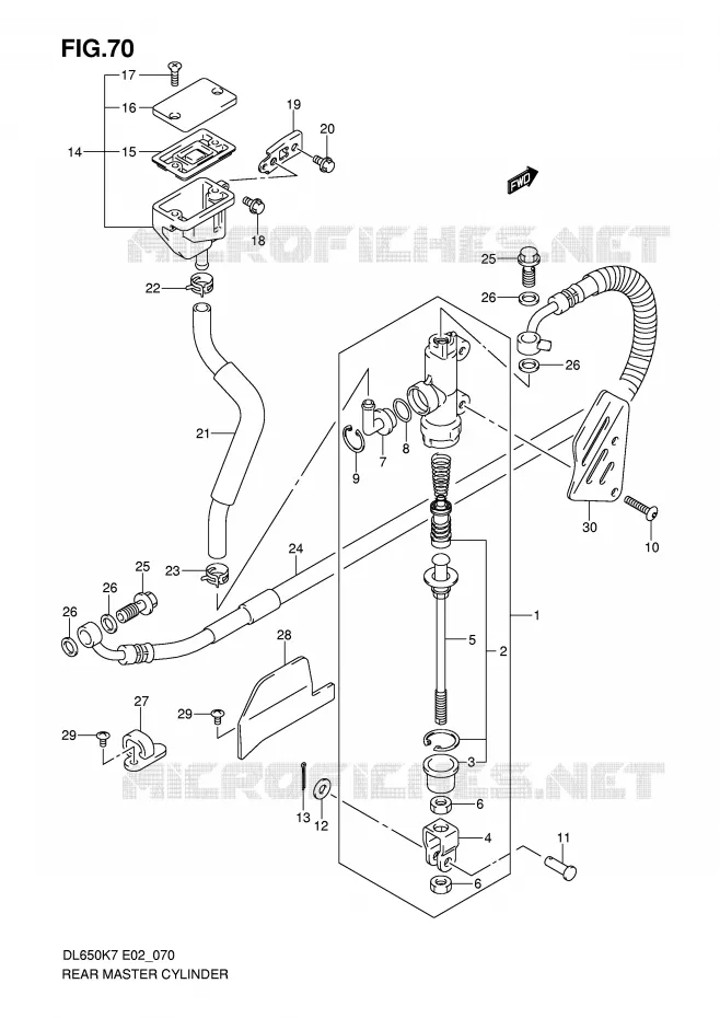 MAITRE CYLINDRE DE FREIN ARRIERE (DL650K7/K8/K9/L0/UEL0) Suzuki MOTO 650 V-STROM 2007  DL650K7(E2)