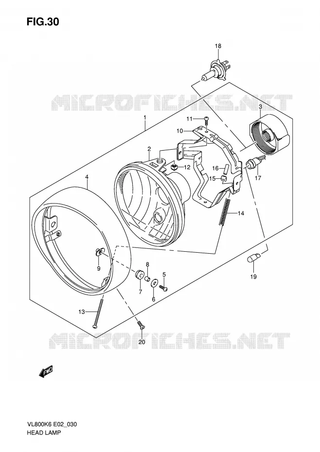 PHARE (E2/E19) Suzuki MOTO 800 VOLUSIA 2008  VL800UEK8(E2)