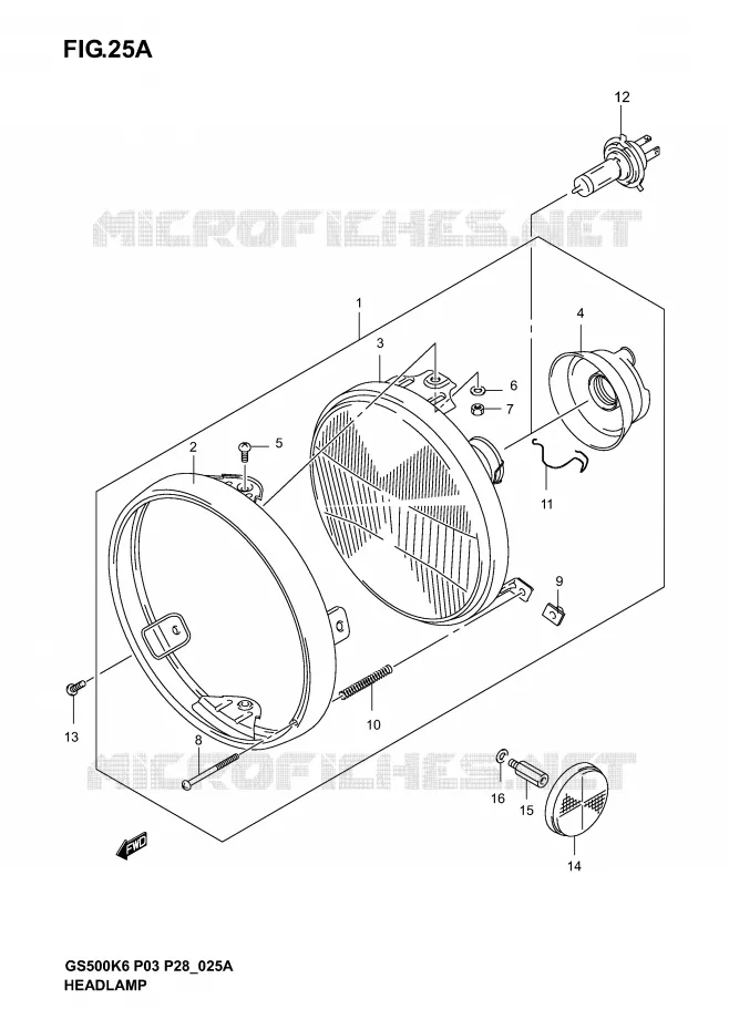 PHARE (GS500K4/K5/K6 P28) Suzuki MOTO 500 GS-E 2004  GS500K4(P3)