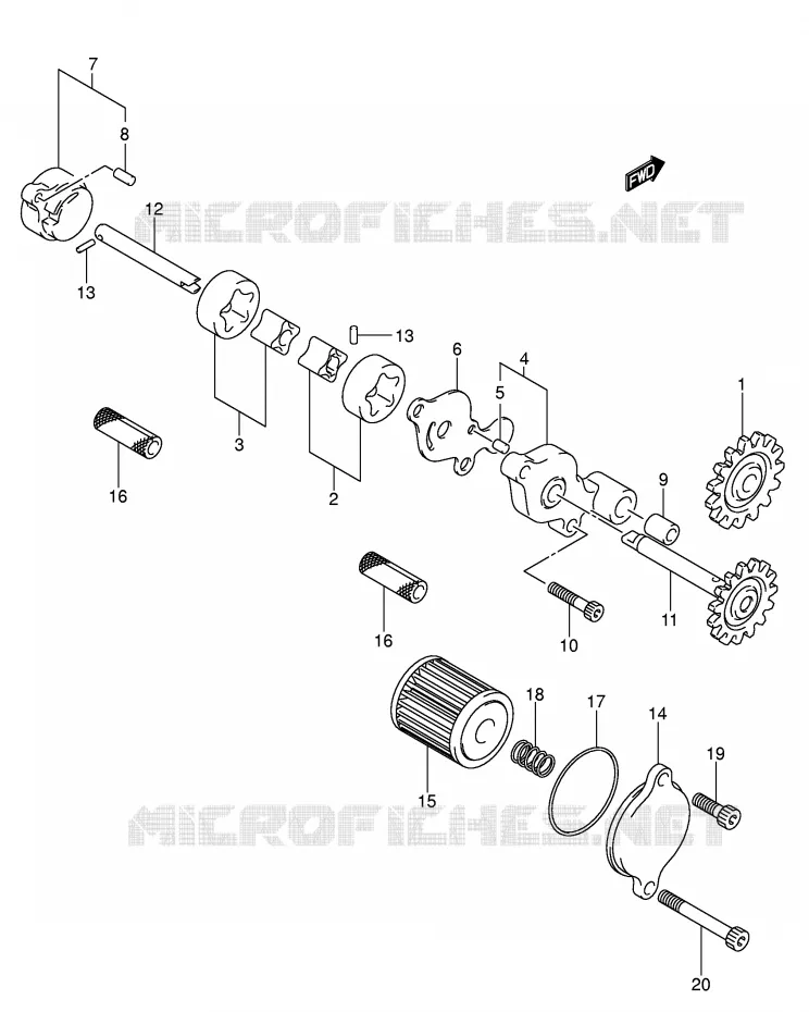 POMPE A HUILE - FILTRE A HUILE Suzuki MOTO 450 RM-Z 2007  RM-Z450K7(E3/E28)