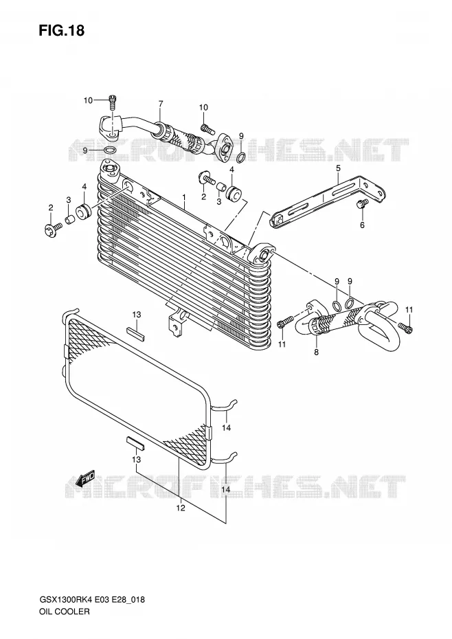 RADIATEUR D'HUILE Suzuki MOTO 1300 HAYABUSA 2004  GSX1300RZK4(E3/E28)