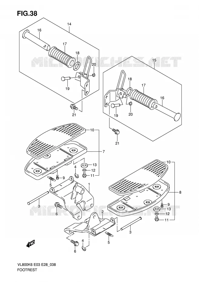 REPOSE PIEDS (MODEL K6/K7/K8) Suzuki MOTO 800 INTRUDER 2006  VL800K6(E3/E28)