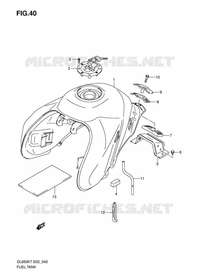 RESERVOIR D'ESSENCE (MODEL K7) Suzuki MOTO 650 V-STROM 2010  DL650L0(E2)