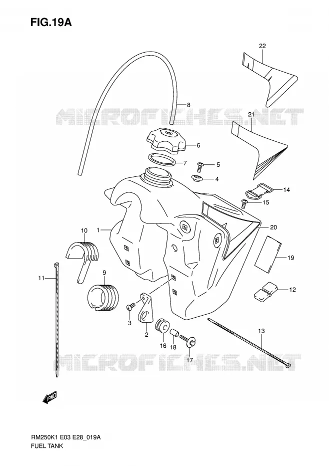 RESERVOIR D'ESSENCE (MODELE K4/K5/K6) Suzuki MOTO 250 RM 2002  RM250K2(E3/E28)