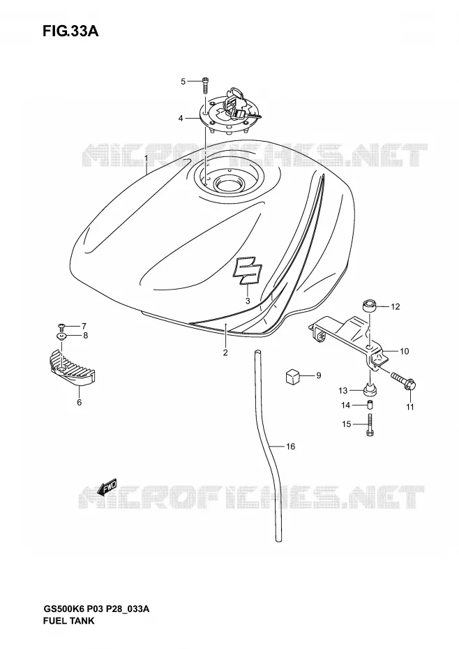 RESERVOIR D'ESSENCE (MODELE K4) Suzuki MOTO 500 GS-F 2006  GS500FK6(P3)