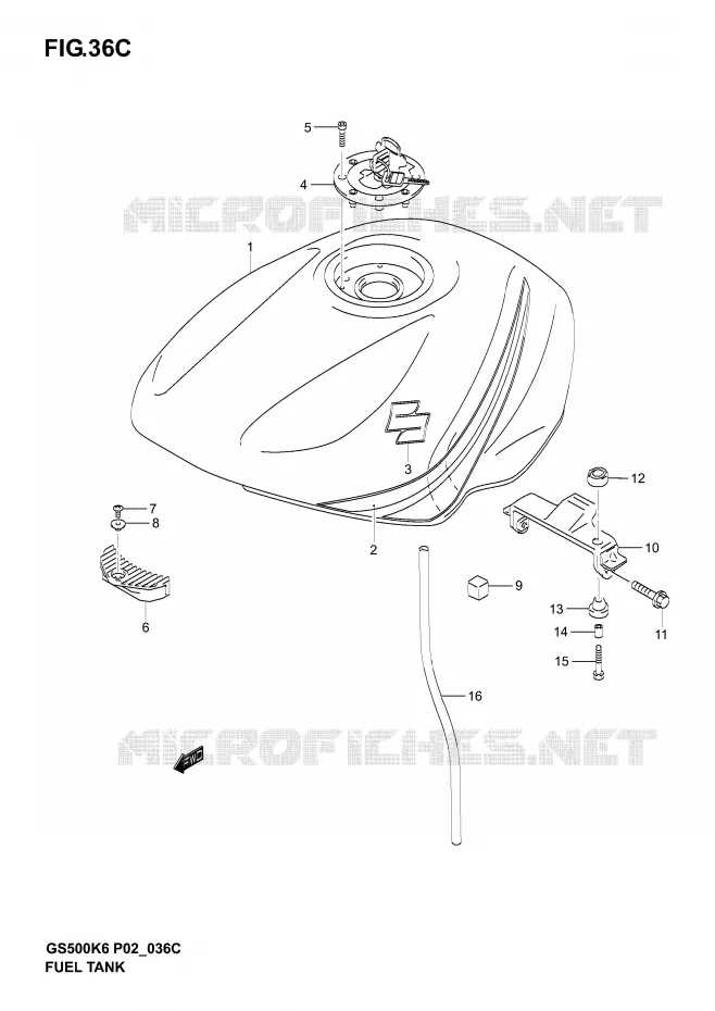 RESERVOIR D'ESSENCE (MODELE K6) Suzuki MOTO 500 GS-F 2005  GS500FK5(P19)