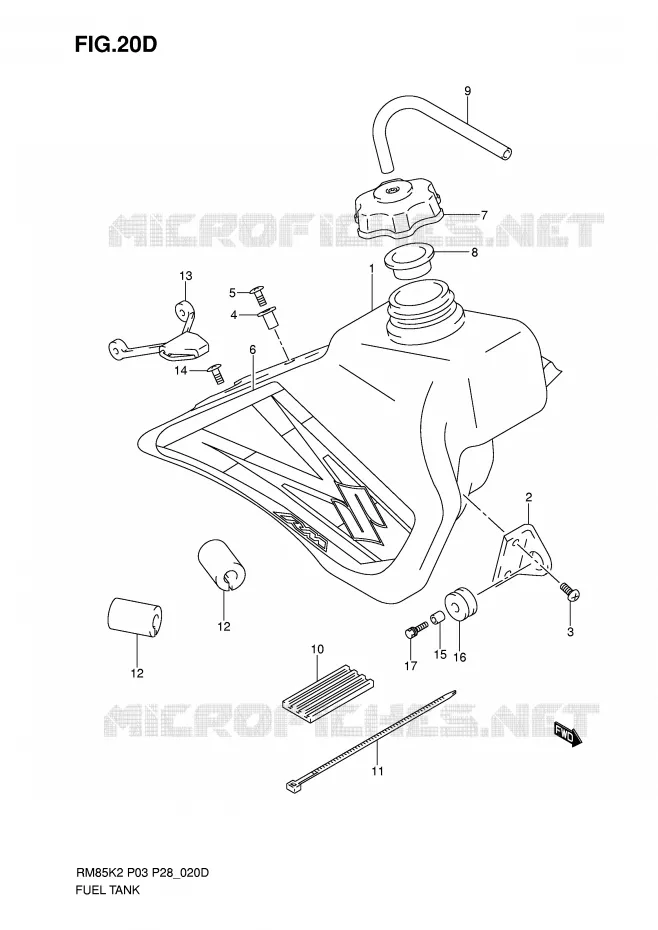 RESERVOIR D'ESSENCE (MODELE K6) Suzuki MOTO 85 RM 2003  RM85LK3(P3/P28)
