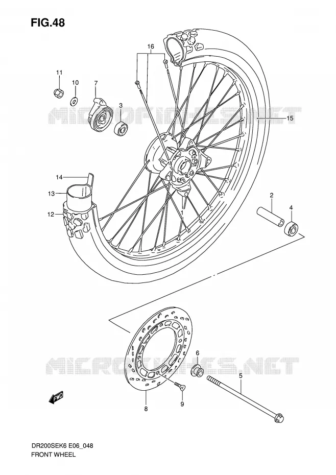 ROUE AVANT Suzuki MOTO 200 DR 2010  DR200SEL0(E6)