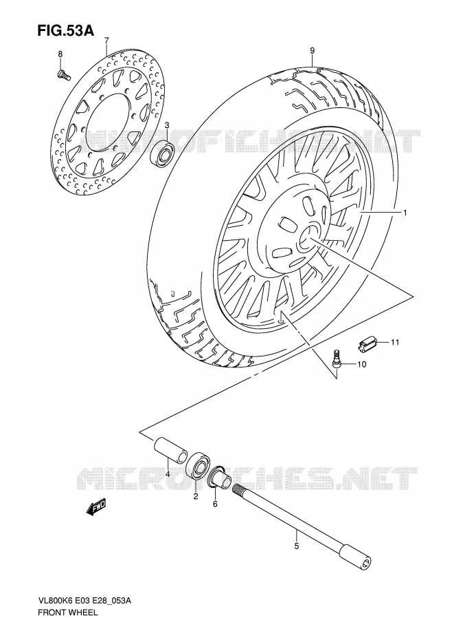 ROUE AVANT (VL800CK6/CK7/CK8/CK9/CL0) Suzuki MOTO 800 VOLUSIA 2007  VL800K7(E3/E28)