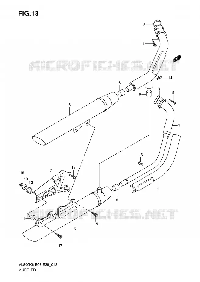 SILENCIEUX (MODEL K6/K7/K8) Suzuki MOTO 800 INTRUDER 2010  VL800CL0(E3/E28)