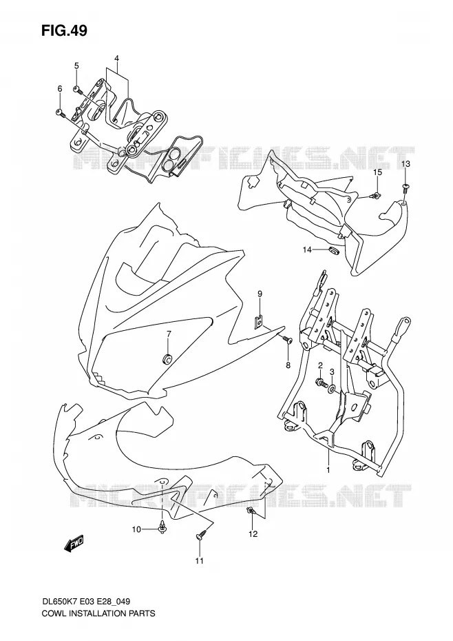 SUPPORT CARENAGE AVANT Suzuki MOTO 650 V-STROM 2008  DL650AK8(E3/E28)