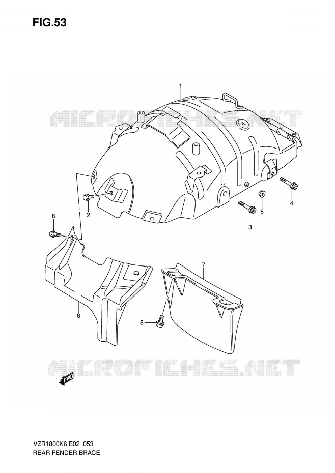 SUPPORT GARDE BOUE ARRIERE Suzuki MOTO 1800 INTRUDER 2007  VZR1800ZU2K7(E2)