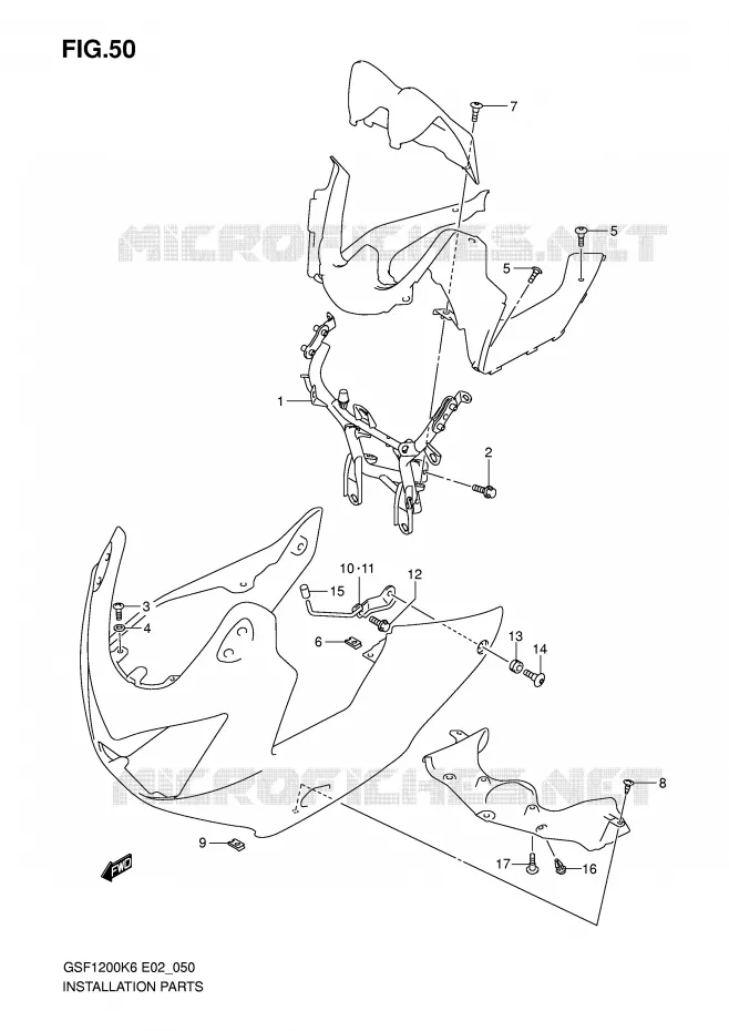 SUPPORTS / FIXATIONS CARENAGES (GSF1200S/SA) Suzuki MOTO 1200 BANDIT 2006  GSF1200K6(E2)