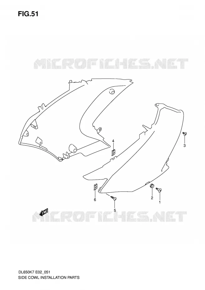 SUPPORTS / FIXATIONS CARENAGES Suzuki MOTO 650 V-STROM 2009  DL650K9(E2)