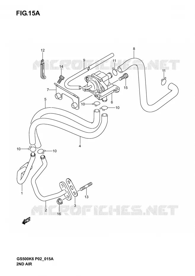 SYSTEME RECYCLAGE GAZ ECHAPPEMENT (MODELE K4/K5/K6 P2, P19, P54) Suzuki MOTO 500 GS-F 2005  GS500FK5(P19)