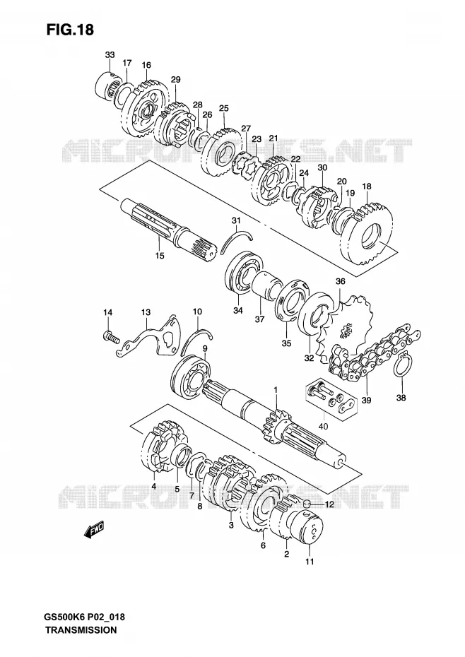 TRANSMISSION Suzuki MOTO 500 GS-E 2005  GS500K5(P19)