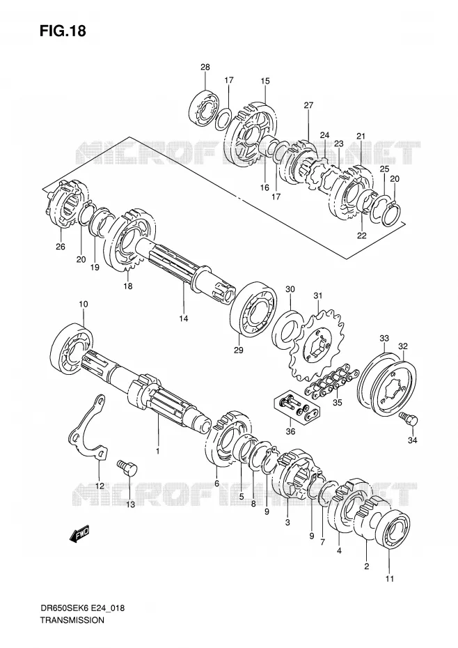 TRANSMISSION Suzuki MOTO 650 DR 2007  DR650SEK7(E24)