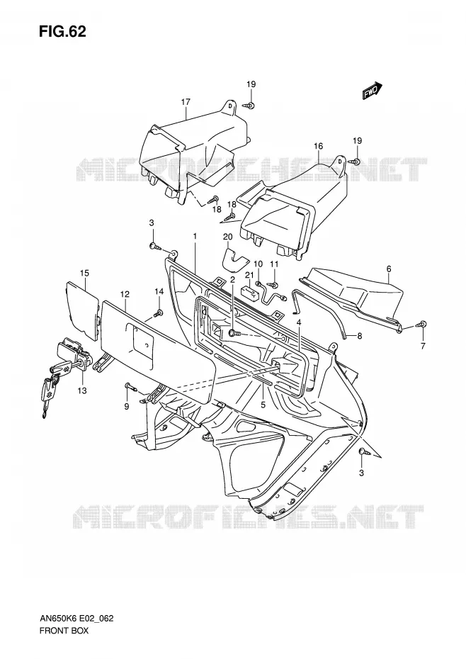 VIDE POCHE Suzuki SCOOTER 650 BURGMAN 2008  AN650K8(E2)