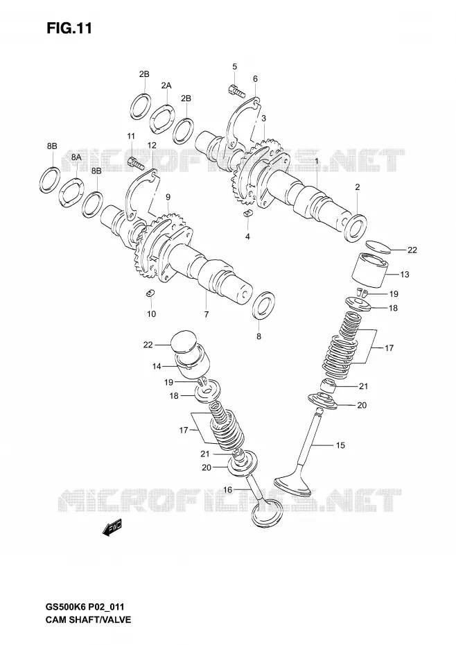 ARBRE A CAMES - SOUPAPES Suzuki MOTO 500 GS-F 2005  GS500FK5(P19)