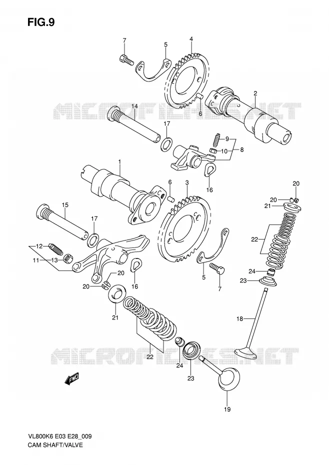 ARBRE A CAMES - SOUPAPES Suzuki MOTO 800 VOLUSIA 2007  VL800K7(E3/E28)
