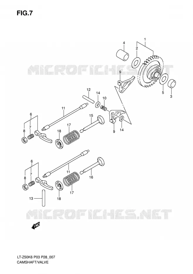 ARBRE A CAMES - SOUPAPES Suzuki QUAD 50 QUADSPORT 2010  LT-Z50L0(P3/P28)