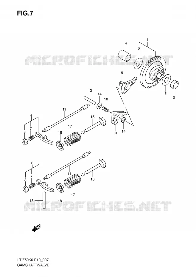 ARBRE A CAMES - SOUPAPES Suzuki QUAD 50 QUADSPORT 2013  LT-Z50L0(P19)