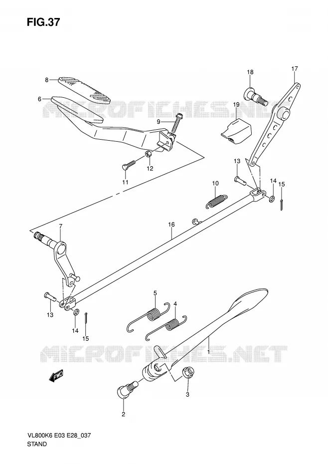 BEQUILLE - PEDALE DE FREIN ARRIERE Suzuki MOTO 800 INTRUDER 2008  VL800CK8(E3/E28)
