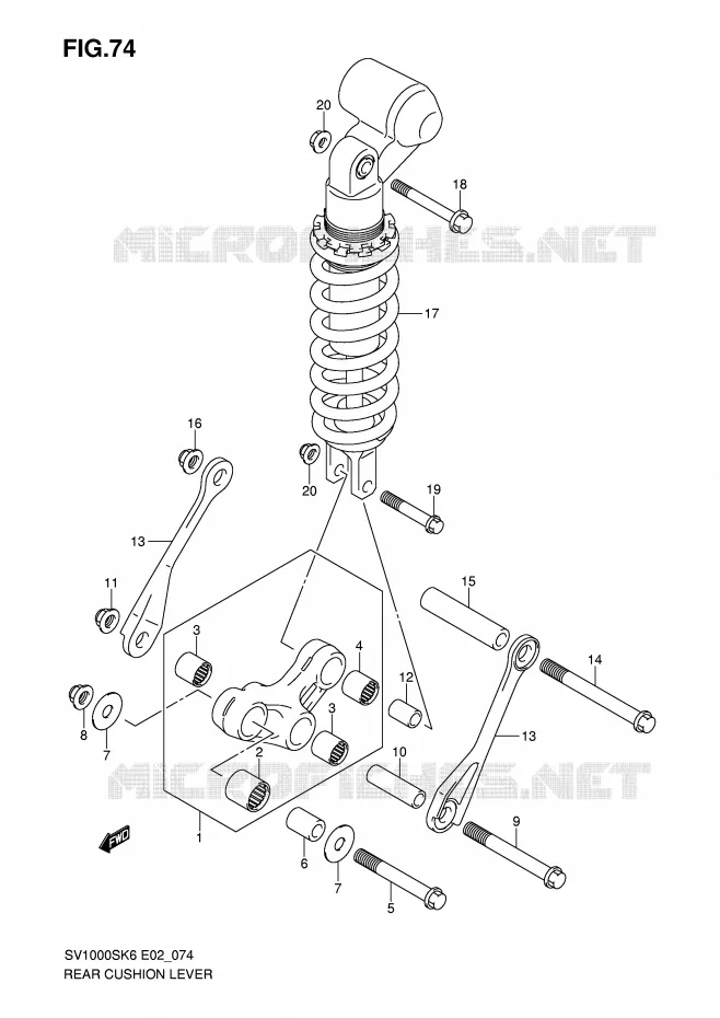 BIELLETTE DE SUSPENSION ARRIERE Suzuki MOTO 1000 SV 2006  SV1000U2K6(E2)