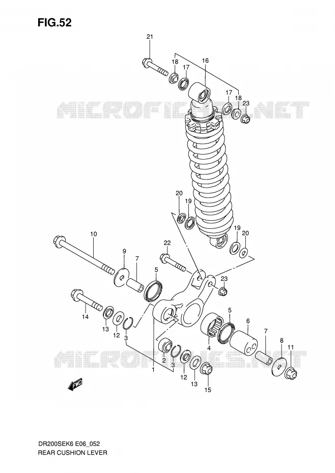 BIELLETTE DE SUSPENSION ARRIERE Suzuki MOTO 200 DR 2007  DR200SEK7(E6)