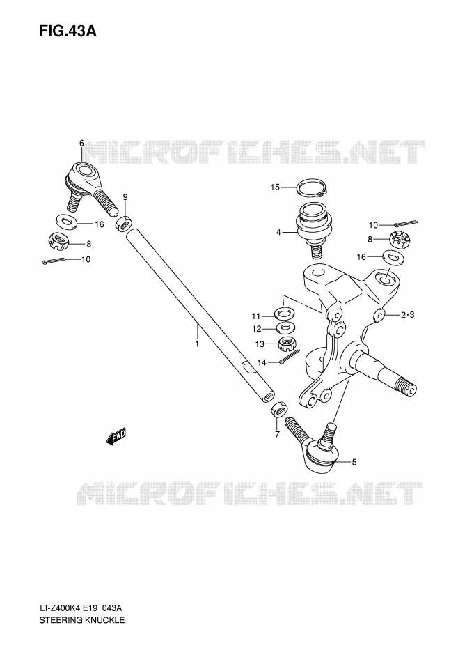 BIELLETTES DE DIRECTION - MOYEU (MODEL K5/K6/K7) Suzuki QUAD 400 QUADSPORT 2006  LT-Z400K6(E19)