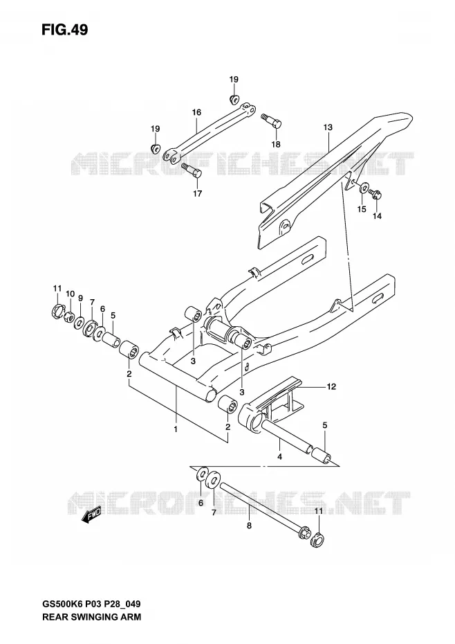 BRAS OSCILLANT ARRIERE (MODELE K3) Suzuki MOTO 500 GS-E 2004  GS500K4(P3)