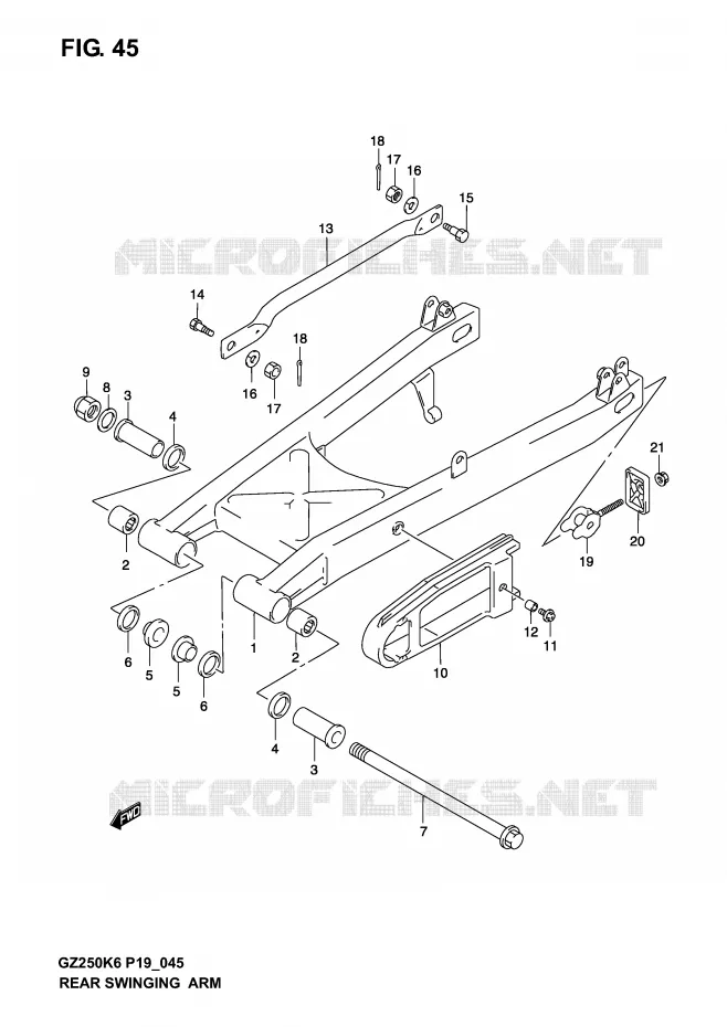 BRAS OSCILLANT ARRIERE Suzuki MOTO 250 MARAUDER 2006  GZ250K6(P19)