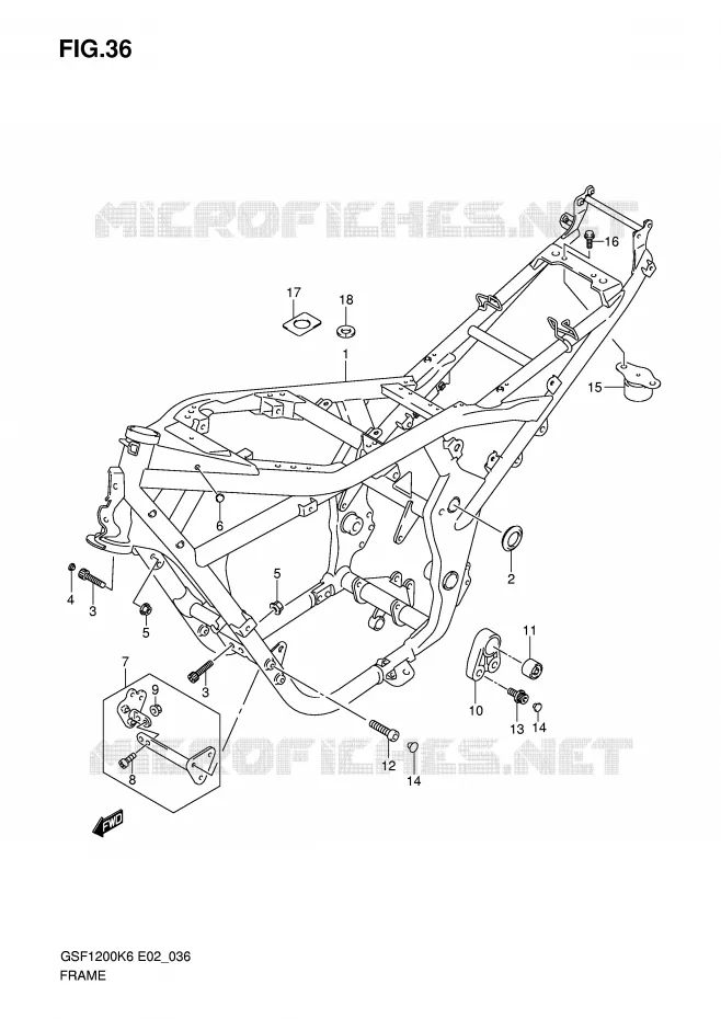 CADRE Suzuki MOTO 1200 BANDIT 2006  GSF1200K6(E2)