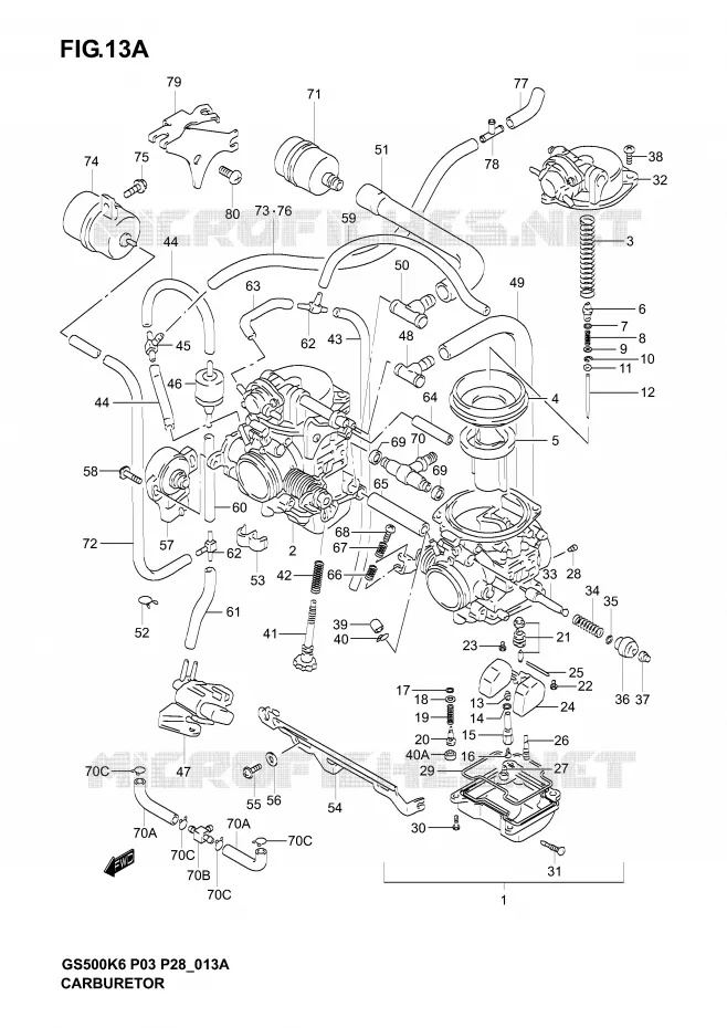 CARBURATEUR (MODELE K4/K5/K6) Suzuki MOTO 500 GS-F 2004  GS500FK4(P3)