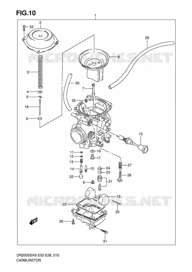 CARBURATEUR Suzuki MOTO 200 DR 2010  DR200SEL0(E3/E28)
