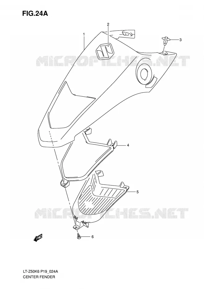CARENAGE CENTRAL (MODEL K7/K8/K9) Suzuki QUAD 50 QUADSPORT 2010  LT-Z50K9(P19)