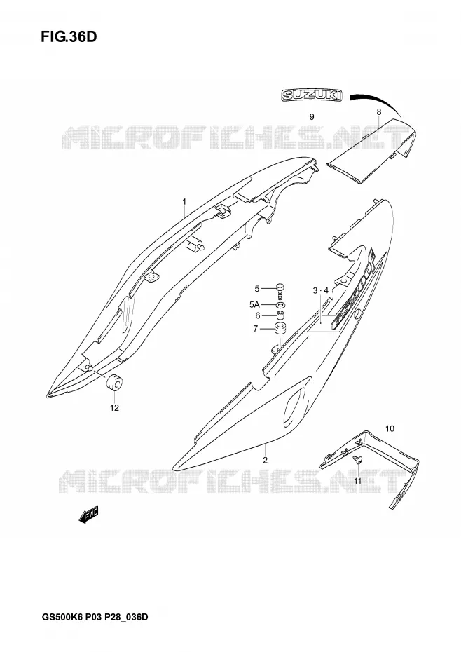 CARENAGES ARRIERE  (GS500FK5) Suzuki MOTO 500 GS-E 2005  GS500K5(P3)