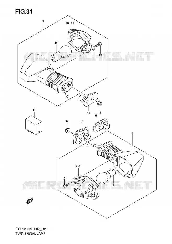 CLIGNOTANTS Suzuki MOTO 1200 BANDIT-S 2006  GSF1200SAK6(E2)