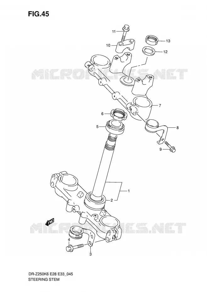 COLONNE DE DIRECTION (E33) Suzuki MOTO 250 DR-Z 2007  DR-Z250K7(E28/E33)