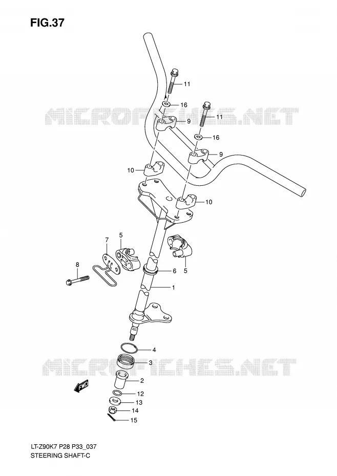COLONNE DE DIRECTION Suzuki QUAD 90 QUADSPORT 2009  LT-Z90K9(P28/P33)