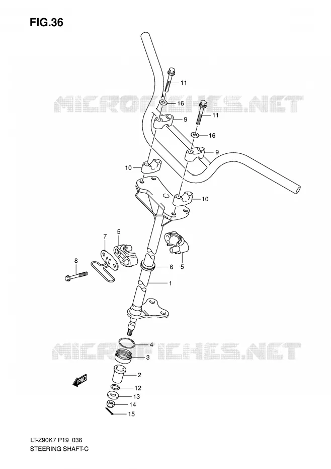 COLONNE DE DIRECTION Suzuki QUAD 90 QUADSPORT 2010  LT-Z90L0(P19)