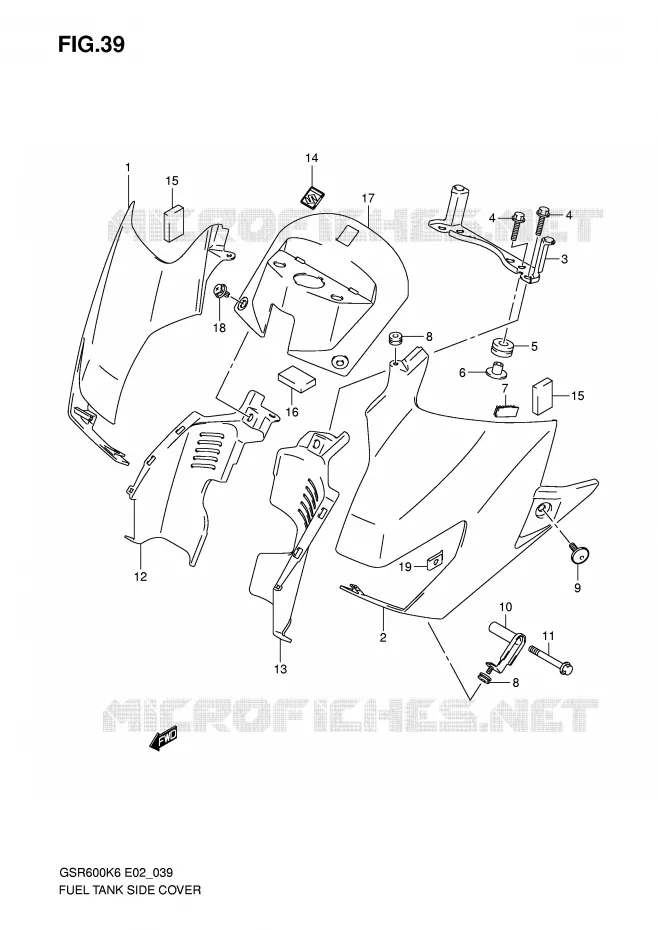 COUVRE RESERVOIR (MODEL K6/K7) Suzuki MOTO 600 GSR 2007  GSR600UK7(E2)
