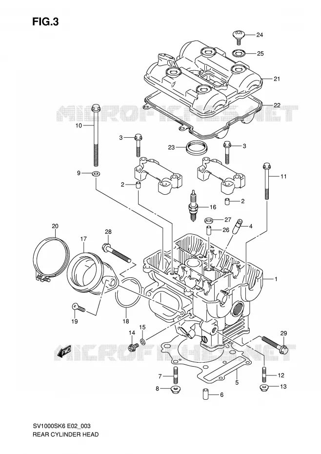 CULASSE ARRIERE Suzuki MOTO 1000 SV 2006  SV1000U2K6(E2)
