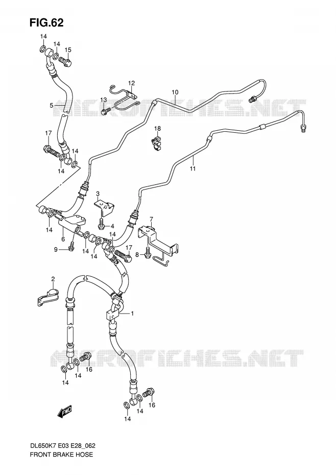 DURITE DE FREIN AVANT (DL650AK7/AK8/AK9/AL0) Suzuki MOTO 650 V-STROM 2010  DL650AL0(E3/E28)