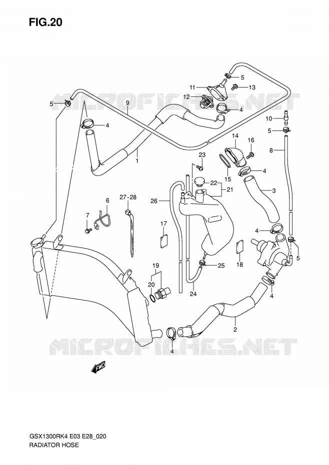 DURITE DE RADIATEUR Suzuki MOTO 1300 HAYABUSA 2005  GSX1300RK5(E3/E28)