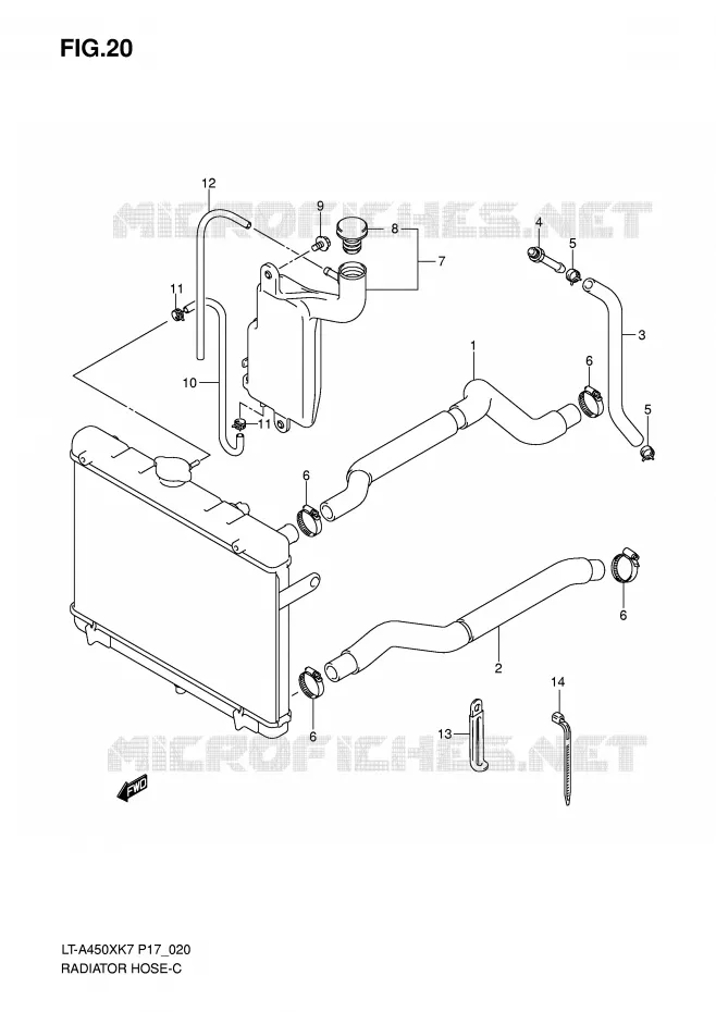 DURITE DE RADIATEUR Suzuki QUAD 450 KINGQUAD 2008  LT-A450XK8(P17)