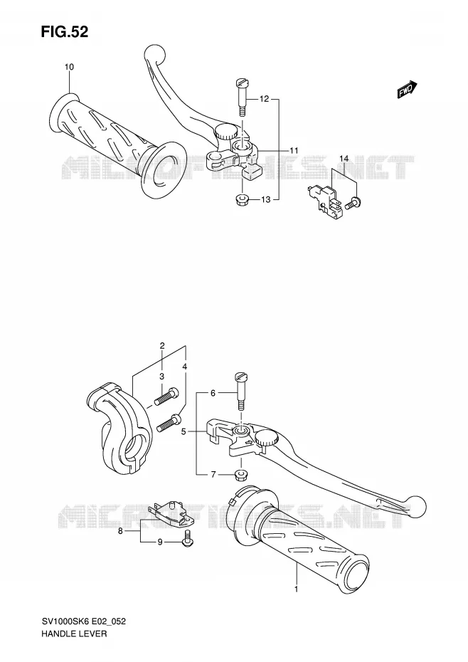 ENSEMBLE LEVIERS - POIGNEES (SV1000S/S1/S2) Suzuki MOTO 1000 SV 2007  SV1000U2K7(E2)