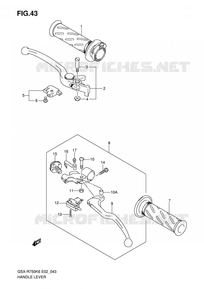ENSEMBLE LEVIERS - POIGNEES Suzuki MOTO 750 GSX-R 2007  GSX-R750U2K7(E2)