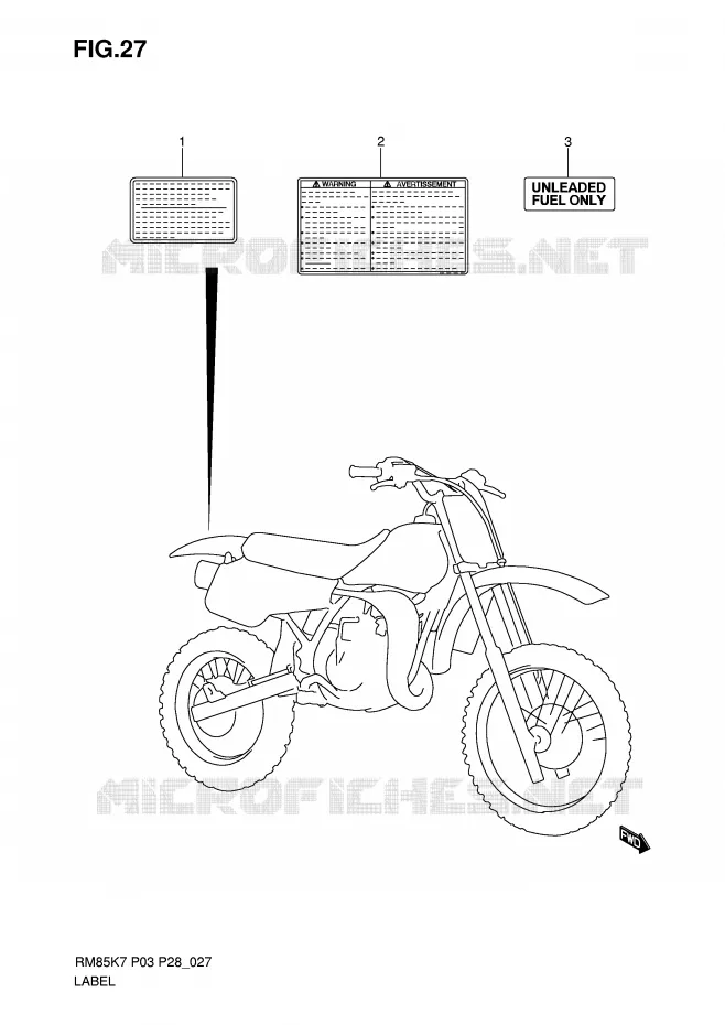 ETIQUETTE Suzuki MOTO 85 RM 2007  RM85K7(P3/P28)