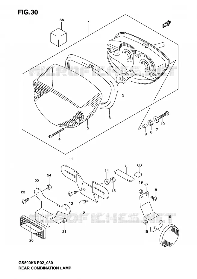 FEU ARRIERE (MODELE K3) Suzuki MOTO 500 GS-F 2006  GS500FK6(P19)